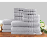 14pc Classic Dobby Stripe Cotton Towel Set 650gsm - Silk Rolla