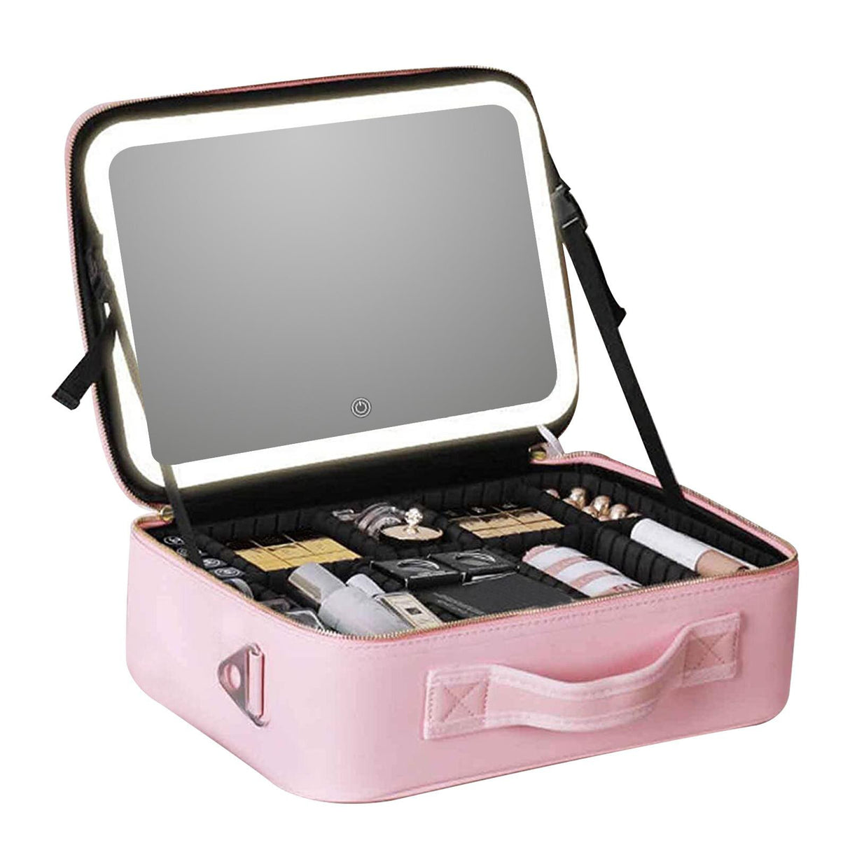 Professional Large Makeup Vanity Case With LED Light & Mirror Portable Travel Cosmetic Case - Silk Rolla