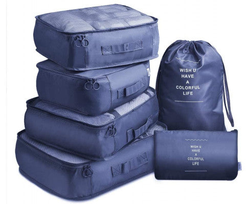 Waterproof Compression Packing Cubes Large Travel Luggage Organiser Storage 6 PCS - Silk Rolla