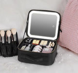 Professional Large Makeup Vanity Case With LED Light & Mirror Portable Travel Cosmetic Case - Silk Rolla