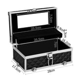 Embellir Portable Cosmetic Beauty Makeup Carry Case with Mirror - Diamond Black - Silk Rolla