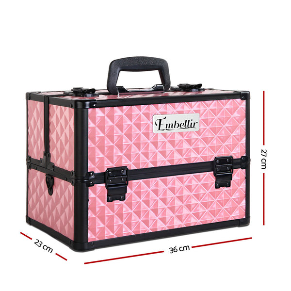 Embellir Portable Cosmetic Beauty Makeup Case - Diamond Pink - Silk Rolla