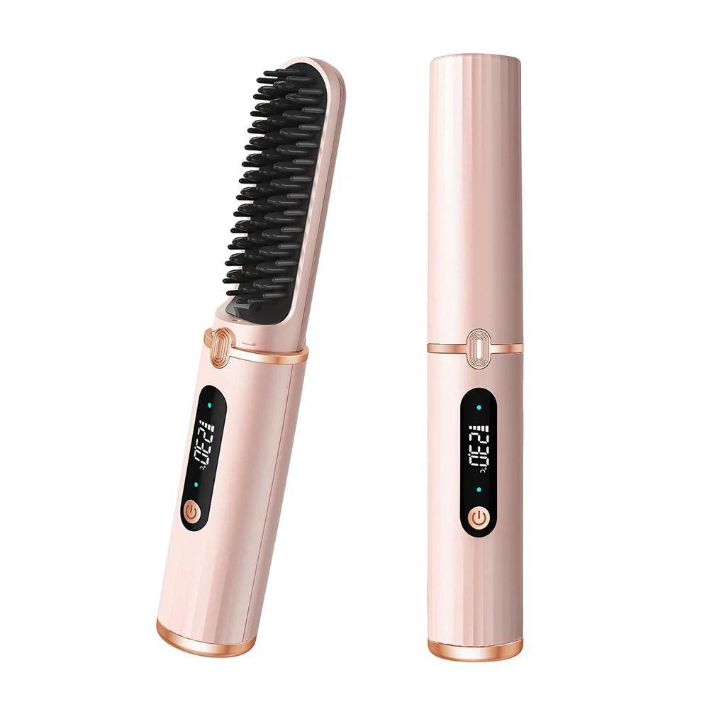 SILK ROLLA Professional Cordless Hair Straightener Brush With LCD Display - Silk Rolla