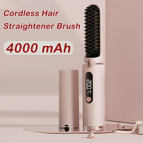 SILK ROLLA Professional Cordless Hair Straightener Brush With LCD Display - Silk Rolla