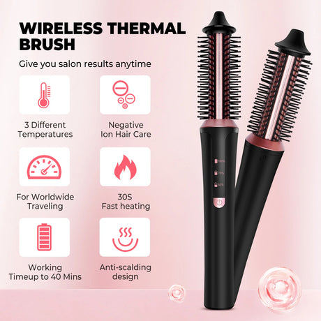 SILK ROLLA Cordless Thermal Blowout Brush, Volumising Brush - Silk Rolla