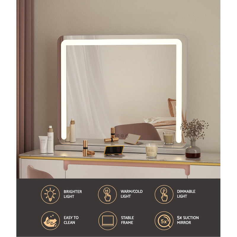 Embellir Makeup Mirror With Light Hollywood Vanity LED Mirrors White 50X60CM - Silk Rolla