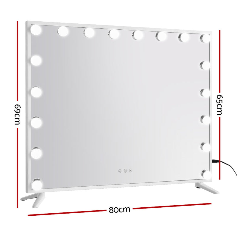 Embellir Makeup Mirror Hollywood 80x65cm 18 LED with Light Vanity Dimmable Wall - Silk Rolla