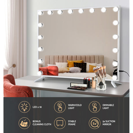 Embellir Hollywood Makeup Mirror 80x65cm 18 LED with Light Vanity Dimmable Wall - Silk Rolla