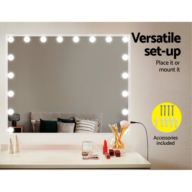 Embellir Makeup Mirror Hollywood 80x65cm 18 LED with Light Vanity Dimmable Wall - Silk Rolla