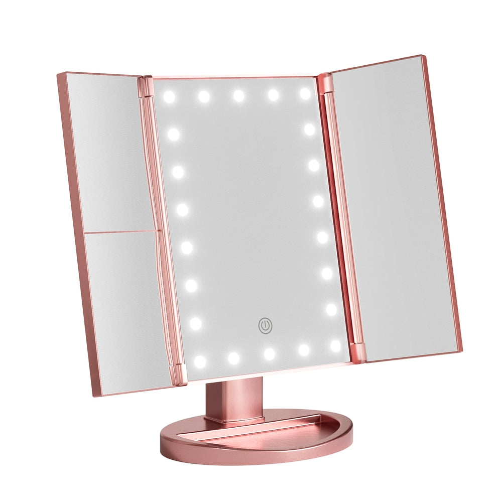 Embellir Tri-Fold Makeup Mirror with LED Light 1X/2X/3X Magnifying Portable Travel Vanity - Silk Rolla