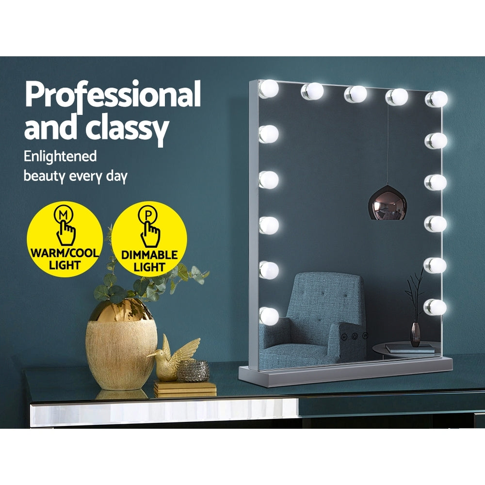 Embellir Makeup Mirror 43X61cm Hollywood with Light Vanity Dimmable Wall 15 LED - Silk Rolla