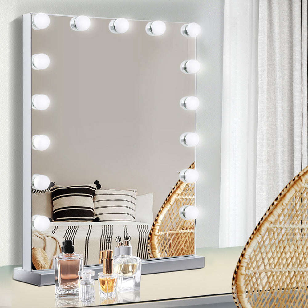 Embellir Makeup Mirror 43X61cm Hollywood with Light Vanity Dimmable Wall 15 LED - Silk Rolla