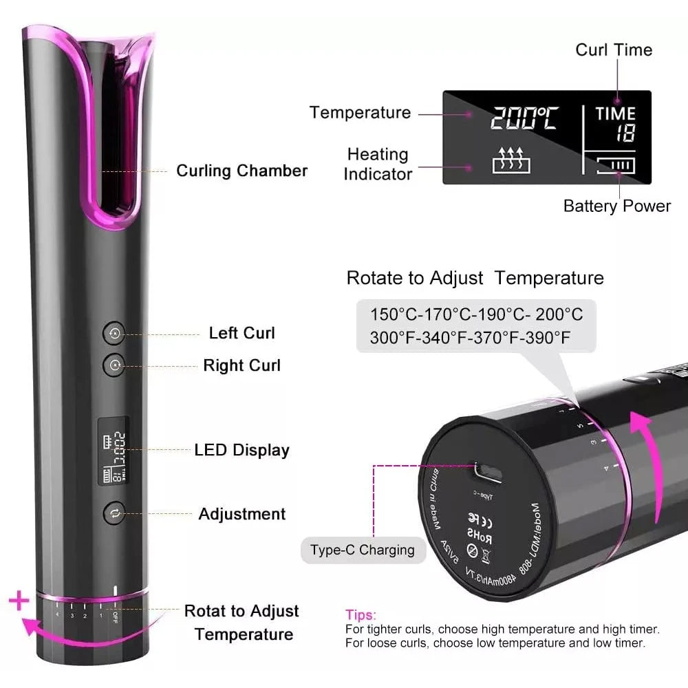 SILK ROLLA Professional Cordless Auto Hair Curler - Silk Rolla