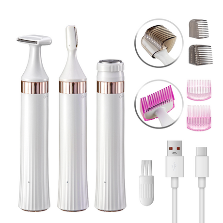 3-in-1 Electric Hair Removal Trimmer - Rechargeable Grooming Kit - Silk Rolla