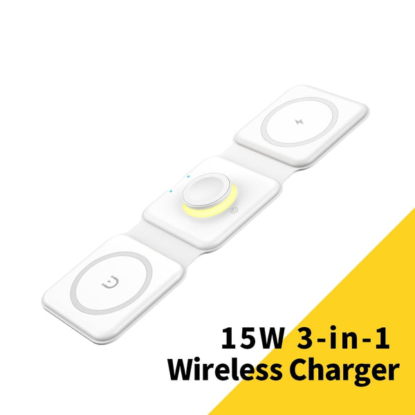 3-In-1 Magnetic 15W Wireless Charger, Foldable Charger Stand - Silk Rolla