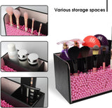 Makeup Brush Cosmetic Organiser Storage Box with Pink Pearls - Silk Rolla