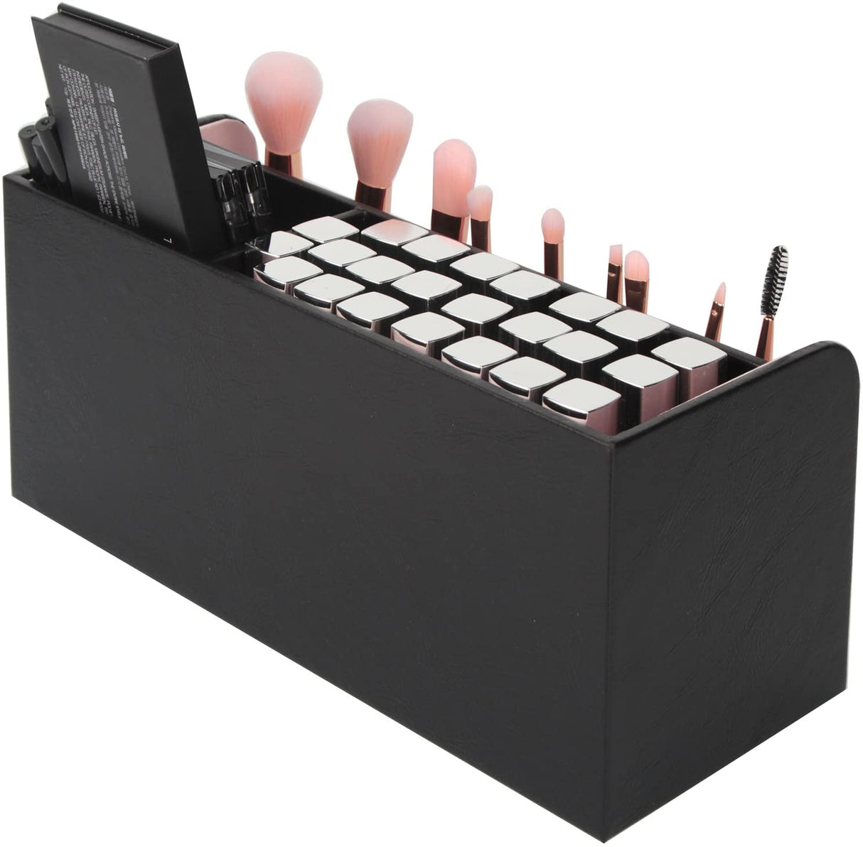 Makeup Brush Cosmetic Organiser Storage Box with Pink Pearls - Silk Rolla