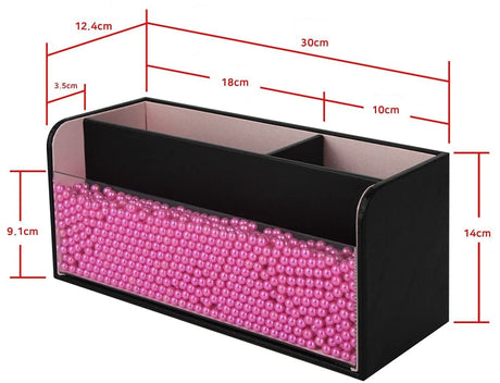 Makeup Brush Cosmetic Organiser Storage Box with Pink Pearls - Silk Rolla