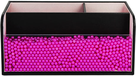 Makeup Brush Cosmetic Organiser Storage Box with Pink Pearls - Silk Rolla