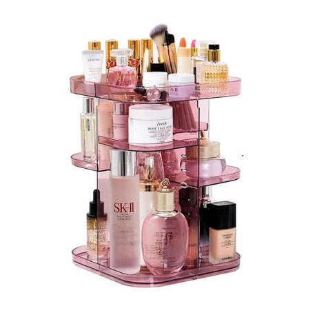 360 Rotating Large Capacity Makeup Organiser for Bedroom and Bathroom - Silk Rolla