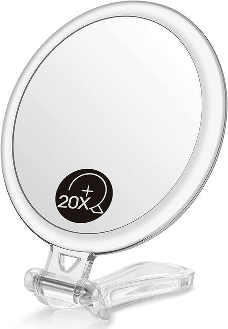 Double-Sided 1X/20X Magnifying Foldable Makeup Mirror for Handheld, Table and Travel Usage - Silk Rolla