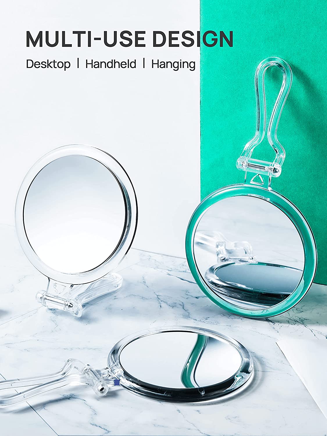 Double-Sided 1X/20X Magnifying Foldable Makeup Mirror for Handheld, Table and Travel Usage - Silk Rolla