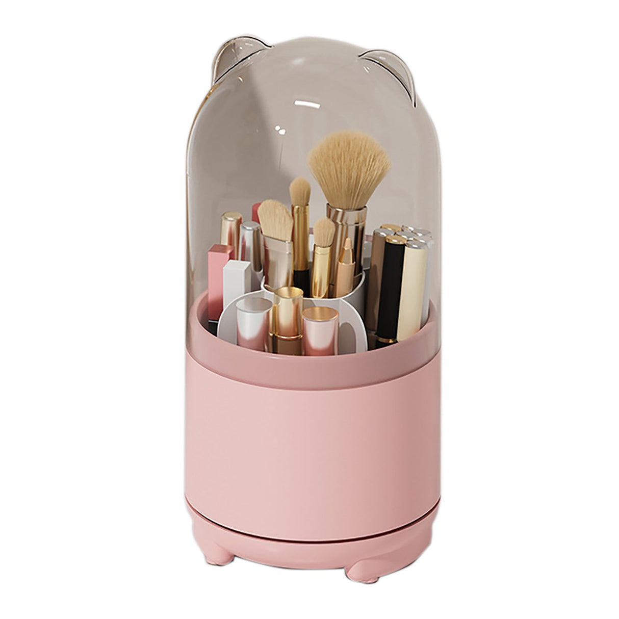 360° Rotating Makeup Brush Organiser Display Transparent Dust-proof Cosmetic Storage Box - Silk Rolla