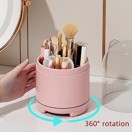 360° Rotating Makeup Brush Organiser Display Transparent Dust-proof Cosmetic Storage Box - Silk Rolla