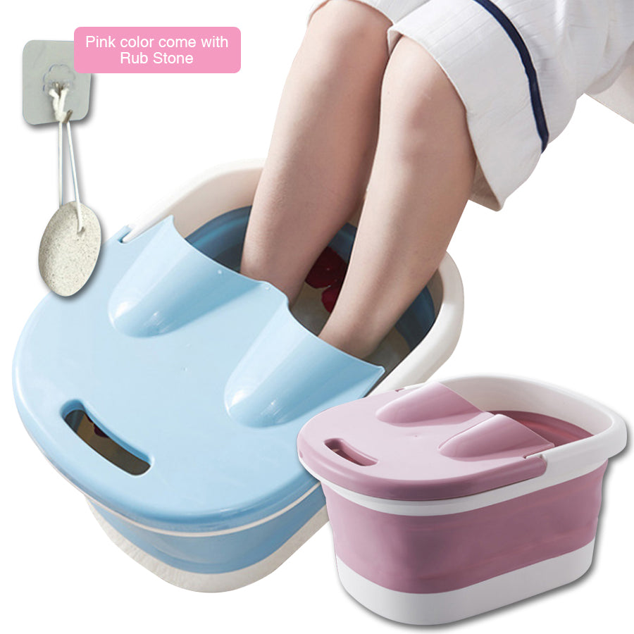 Foot Spa Water Pedicure Foldable Bucket Folding Massage Footbath Soaking Basin(Pink) - Silk Rolla