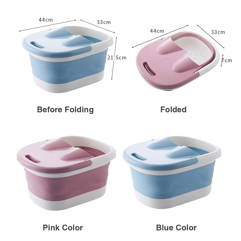 Foot Spa Water Pedicure Foldable Bucket Folding Massage Footbath Soaking Basin(Pink) - Silk Rolla