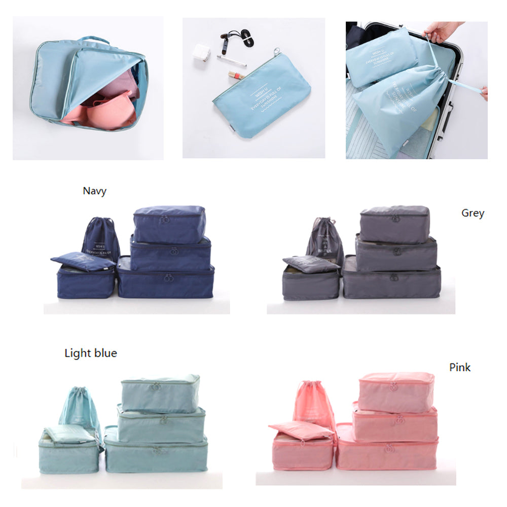 Waterproof Compression Packing Cubes Large Travel Luggage Organiser Storage 6 PCS - Silk Rolla