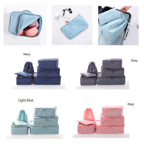 Waterproof Compression Packing Cubes Large Travel Luggage Organiser Storage 6 PCS - Silk Rolla