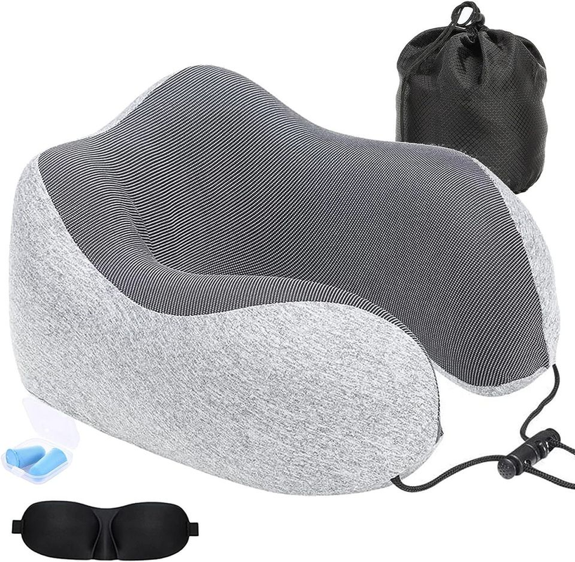 Pain Relief Memory Foam Neck Pillow Travel Pillow Eye Mask Set - Silk Rolla