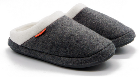 ARCHLINE Orthotic Slippers Slip On Arch Scuffs Orthopedic Moccasins - Grey Marle - Silk Rolla