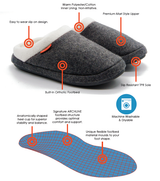 ARCHLINE Orthotic Slippers Slip On Arch Scuffs Orthopedic Moccasins - Grey Marle - Silk Rolla