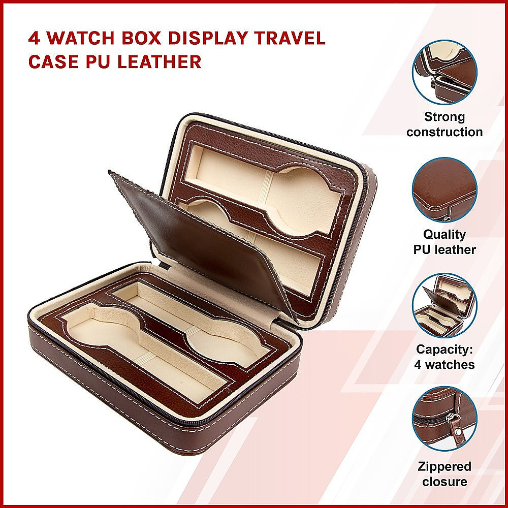 Watch Box Display Travel Case PU Leather - Silk Rolla