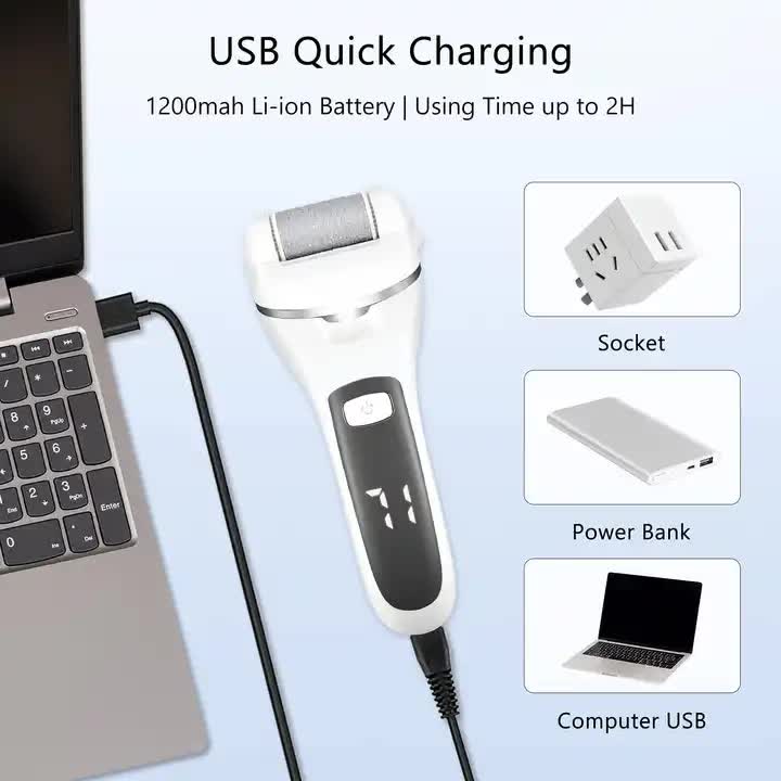 Rechargeable Electric Foot File Callus Remover with LED Display and USB Charging