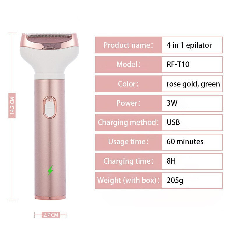 4-in-1 Electric Hair Removal Trimmer - Multifunctional Grooming Kit for Underarms, Bikini, Nose & Eyebrows - Silk Rolla