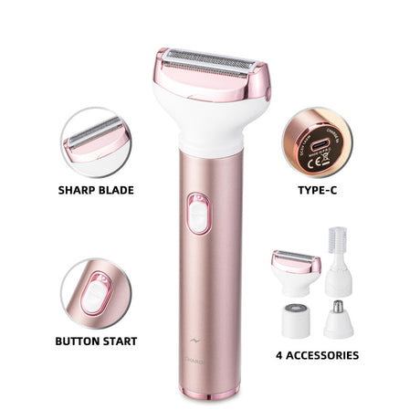 4-in-1 Electric Hair Removal Trimmer - Multifunctional Grooming Kit for Underarms, Bikini, Nose & Eyebrows - Silk Rolla