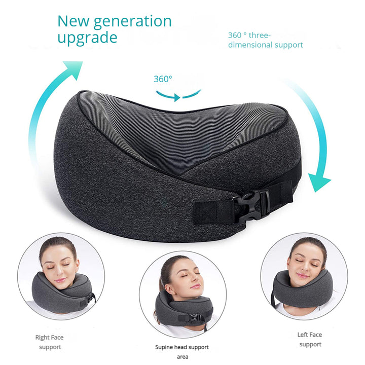 Memory Foam U-Shaped Travel Neck Pillow - Travel Cushion for Airplane, Office Nap, and Travel - Adjustable with Magnetic Therapy Cloth - Silk Rolla