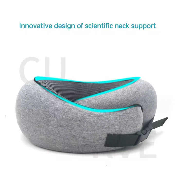 Memory Foam U-Shaped Travel Neck Pillow - Travel Cushion for Airplane, Office Nap, and Travel - Adjustable with Magnetic Therapy Cloth - Silk Rolla