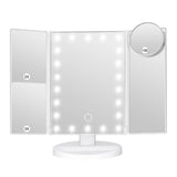 Tri-Fold Lighted Makeup Mirror, 22 LED Vanity Mirror with 1X/2X/3X/10X Magnification, Portable Cosmetic Mirror - Silk Rolla