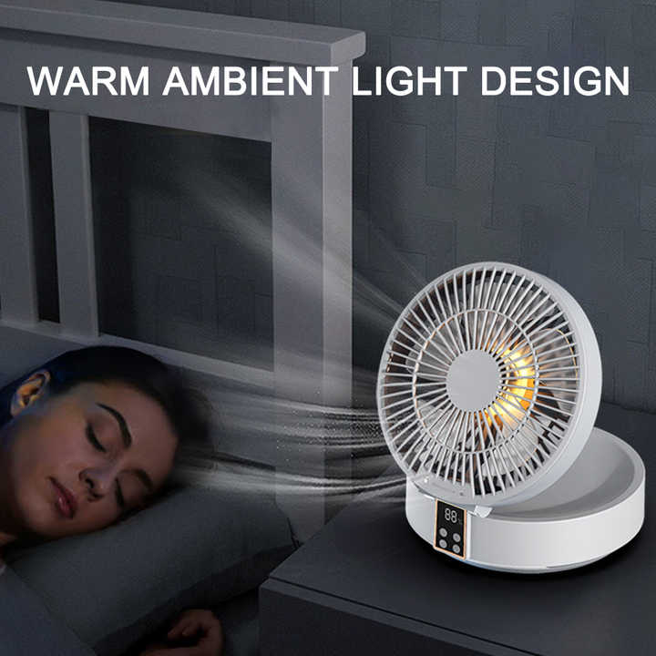 Remote-Control Mini USB Fan with Wall-Mount Design | Night Light & Digital Display for Convenient Cooling - Silk Rolla