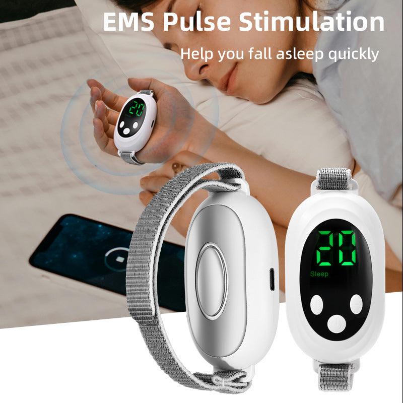 Portable EMS Sleep Aid Device - EMS Pulse Relaxation & Stress Relief Gadget with LED Display, Adjustable Wrist Strap - Silk Rolla