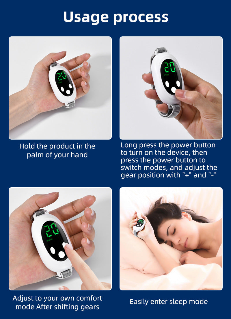 Portable EMS Sleep Aid Device - EMS Pulse Relaxation & Stress Relief Gadget with LED Display, Adjustable Wrist Strap - Silk Rolla