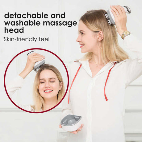 Rechargeable Scalp Massager with Adjustable Speeds and LED Therapy - Silk Rolla