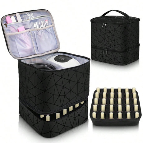 Large Cosmetic Bag | Portable Nail Polish Storage Case with Adjustable Dividers - Silk Rolla