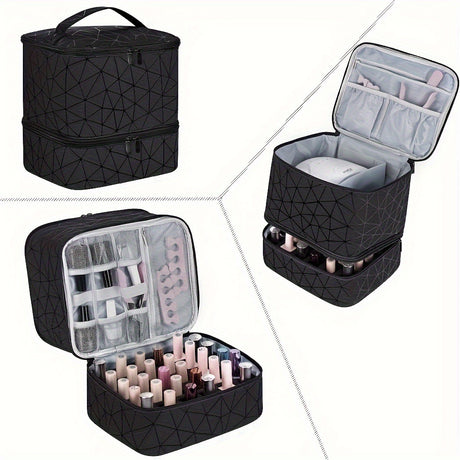 Large Cosmetic Bag | Portable Nail Polish Storage Case with Adjustable Dividers - Silk Rolla