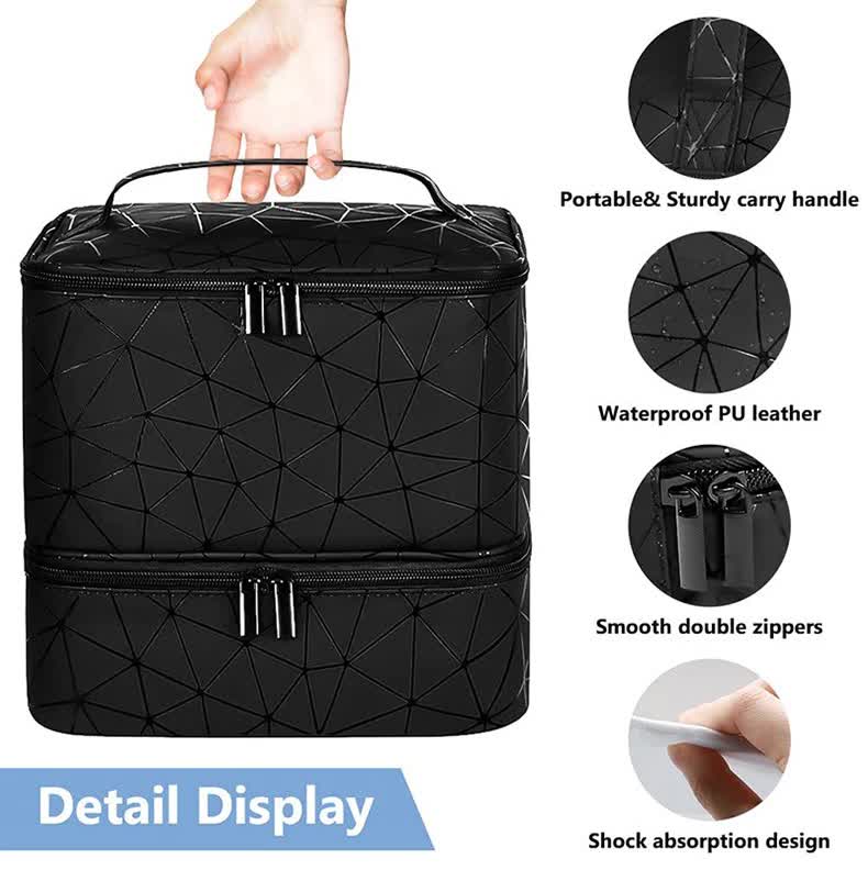 Large Cosmetic Bag | Portable Nail Polish Storage Case with Adjustable Dividers - Silk Rolla