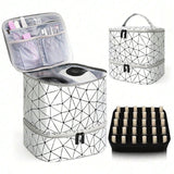 Large Cosmetic Bag | Portable Nail Polish Storage Case with Adjustable Dividers - Silk Rolla